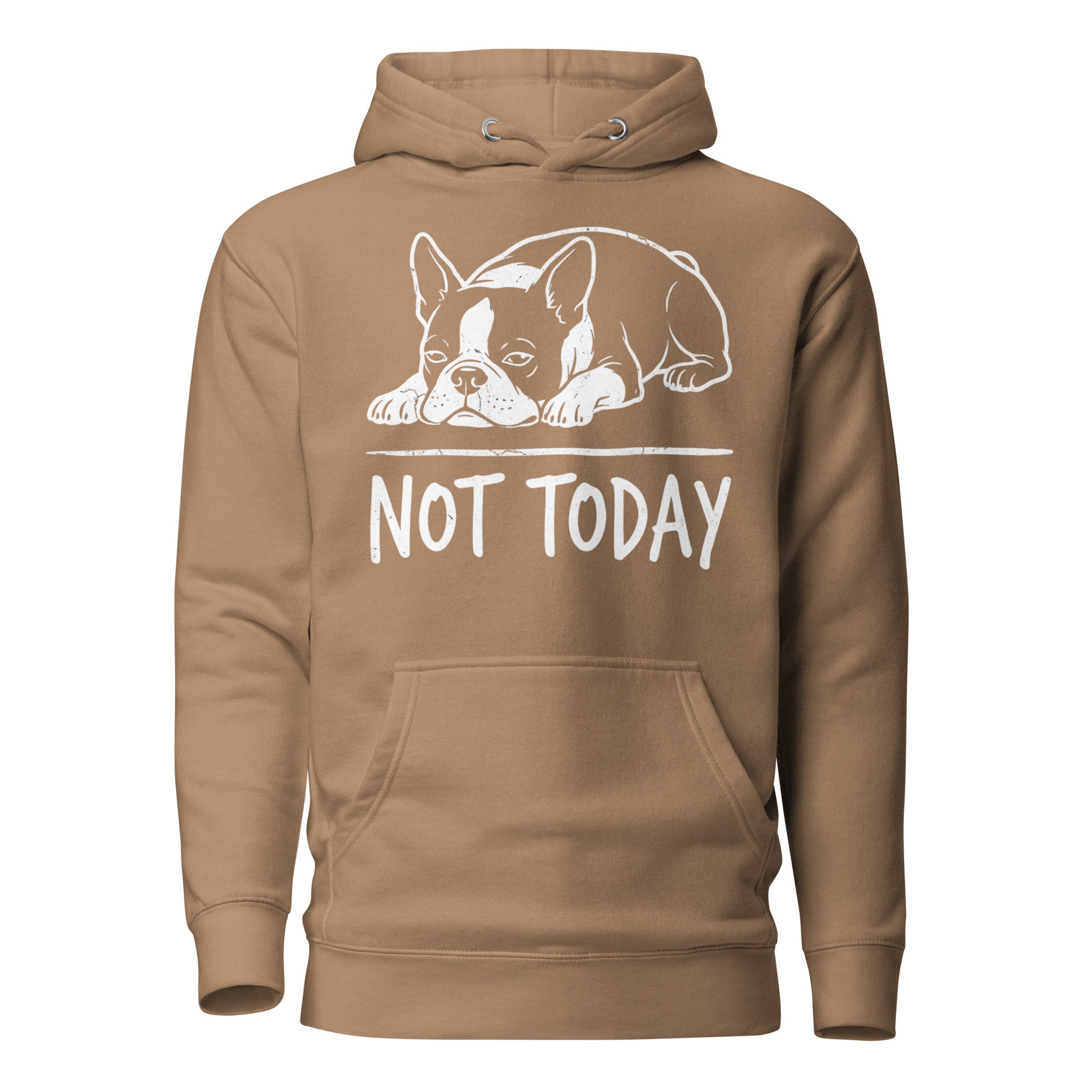 Not Today Lazy Boston Terrier Dog Unisex Hoodie . Latte