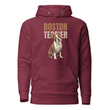 Brown Boston Terrier Dog Unisex Hoodie . Maroon
