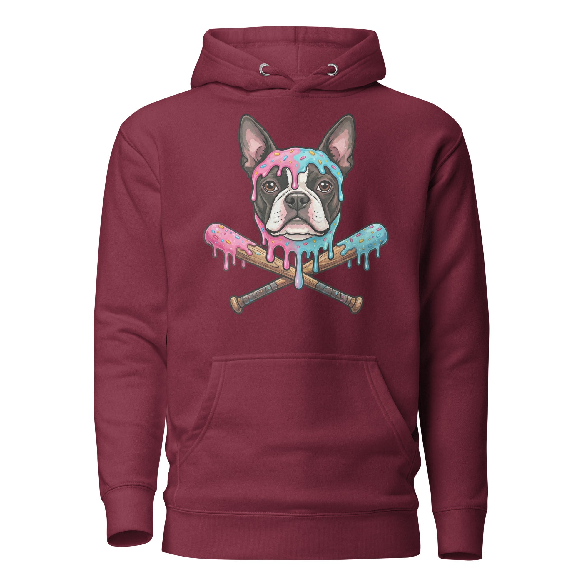 Baseball Drip Boston Terrier Dog Unisex Hoodie . Maroon