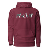 4 Boston Terrier Poses Unisex Hoodie . Maroon