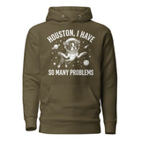 Houston, I Have So Many Problems - Funny Boston Terrier Astronaut Unisex Hoodie . Military Green