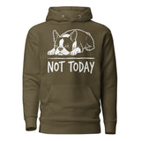 Not Today Lazy Boston Terrier Dog Unisex Hoodie . Military Green