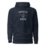 Property Of My Dog Custom Embroidered Unisex Hoodie . Navy Blazer