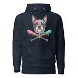 Baseball Drip Boston Terrier Dog Unisex Hoodie . Navy Blazer