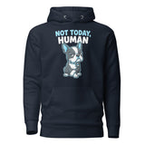 Not Today, Human - Cartoon Boston Terrier Side Eye Unisex Hoodie . Navy Blazer