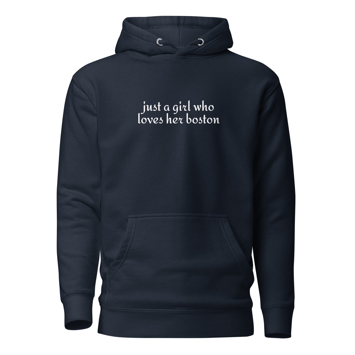 Just A Girl Who Loves Her Boston Unisex Hoodie . Navy Blazer