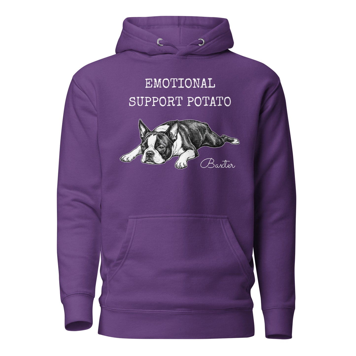 Emotional Support Potato Boston Terrier Dog Unisex Hoodie . Purple