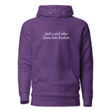 Just A Girl Who Loves Her Boston Unisex Hoodie . Purple