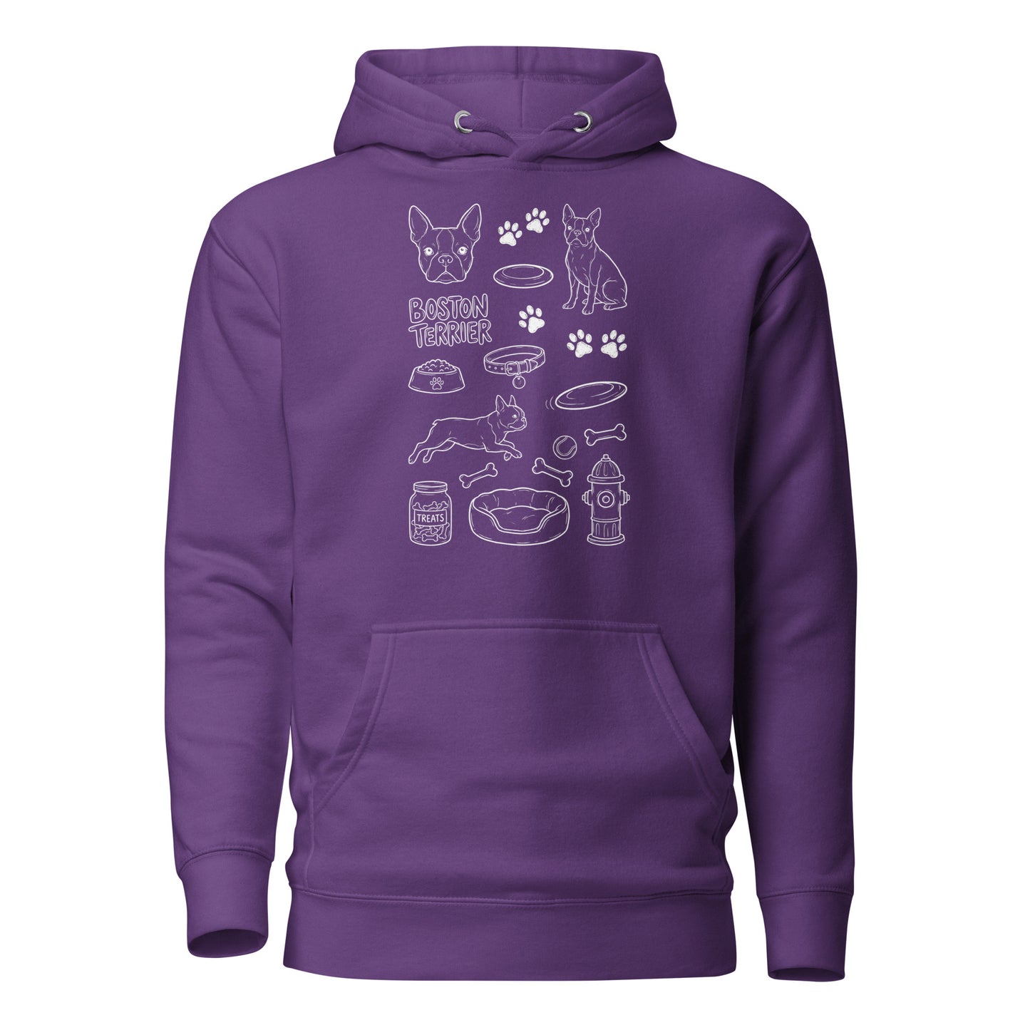 Boston Terrier Doodle Dog Lover Unisex Hoodie . Purple