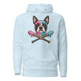 Baseball Drip Boston Terrier Dog Unisex Hoodie . Sky Blue