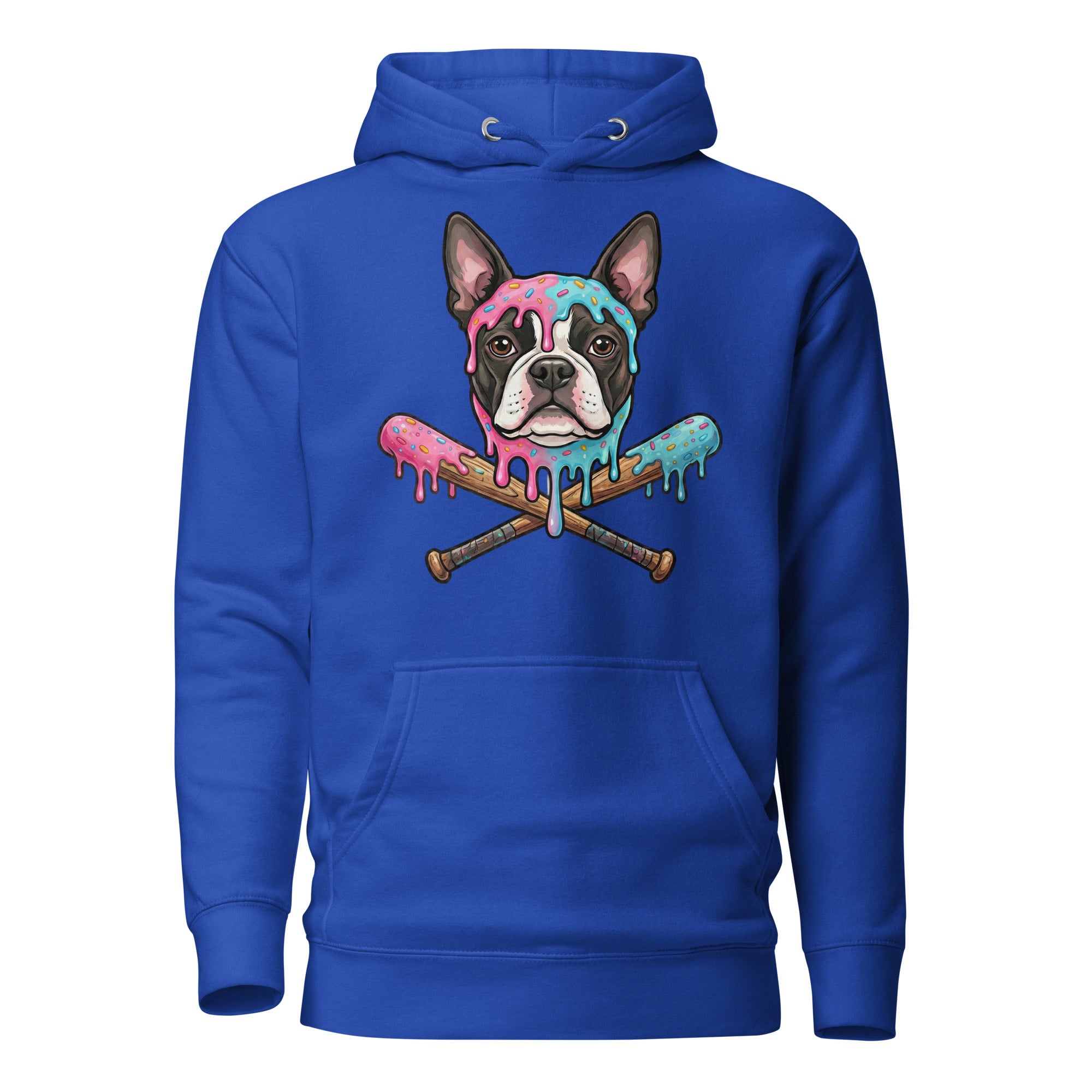 Baseball Drip Boston Terrier Dog Unisex Hoodie . Team Royal