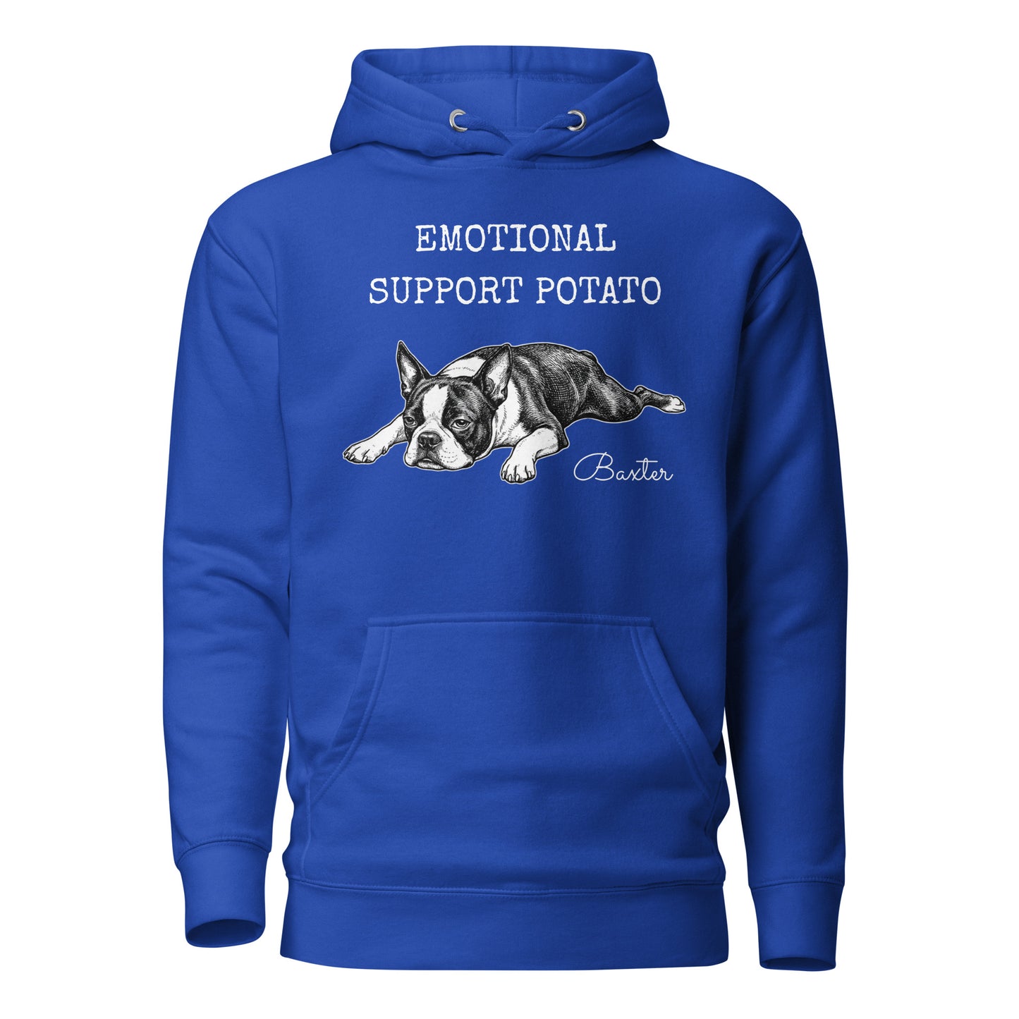 Emotional Support Potato Boston Terrier Dog Unisex Hoodie . Team Royal