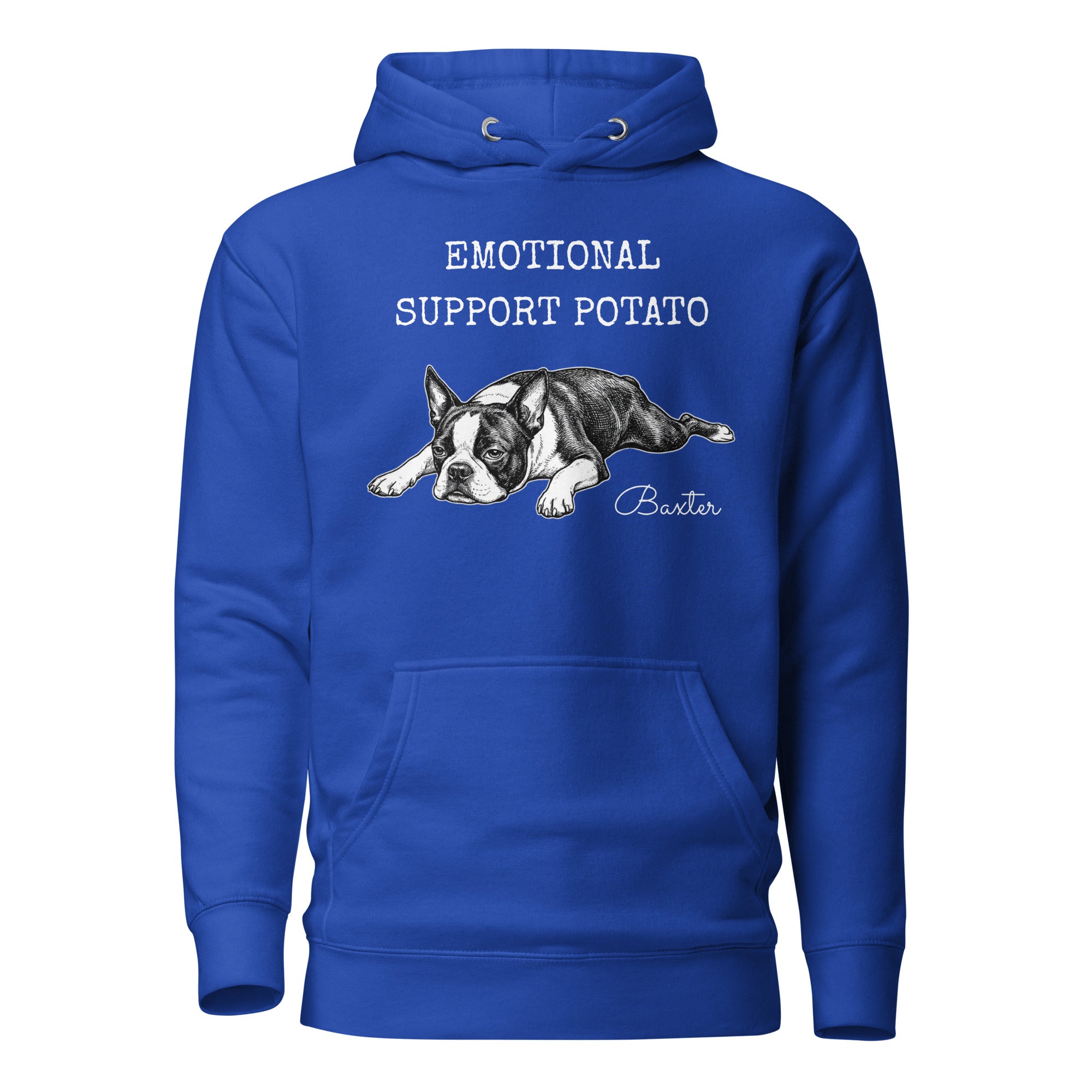 Emotional Support Potato Boston Terrier Dog Unisex Hoodie . Team Royal