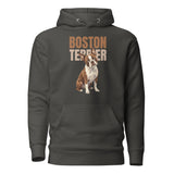Brown Boston Terrier Dog Unisex Hoodie . Vintage Black