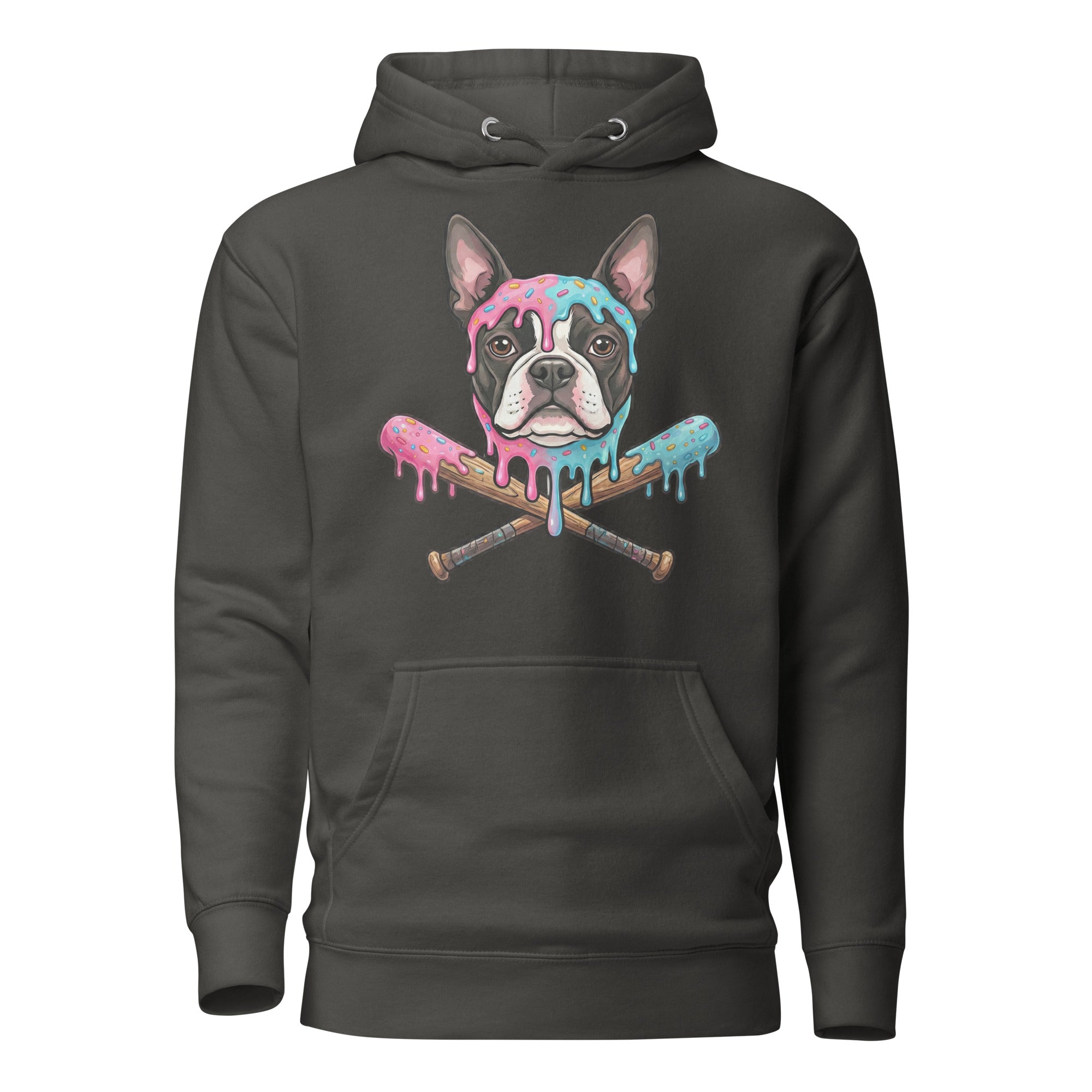 Baseball Drip Boston Terrier Dog Unisex Hoodie . Vintage Black