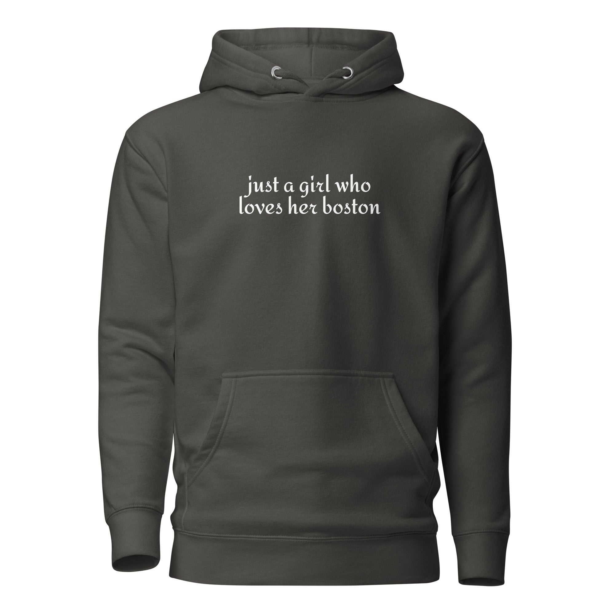 Just A Girl Who Loves Her Boston Unisex Hoodie . Vintage Black