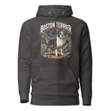 Boston Terrier Wilderness Guardian Unisex Hoodie . Vintage Black