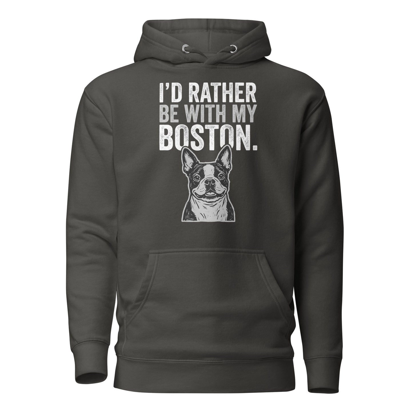 I'd Rather Be With My Boston Unisex Hoodie . Vintage Black