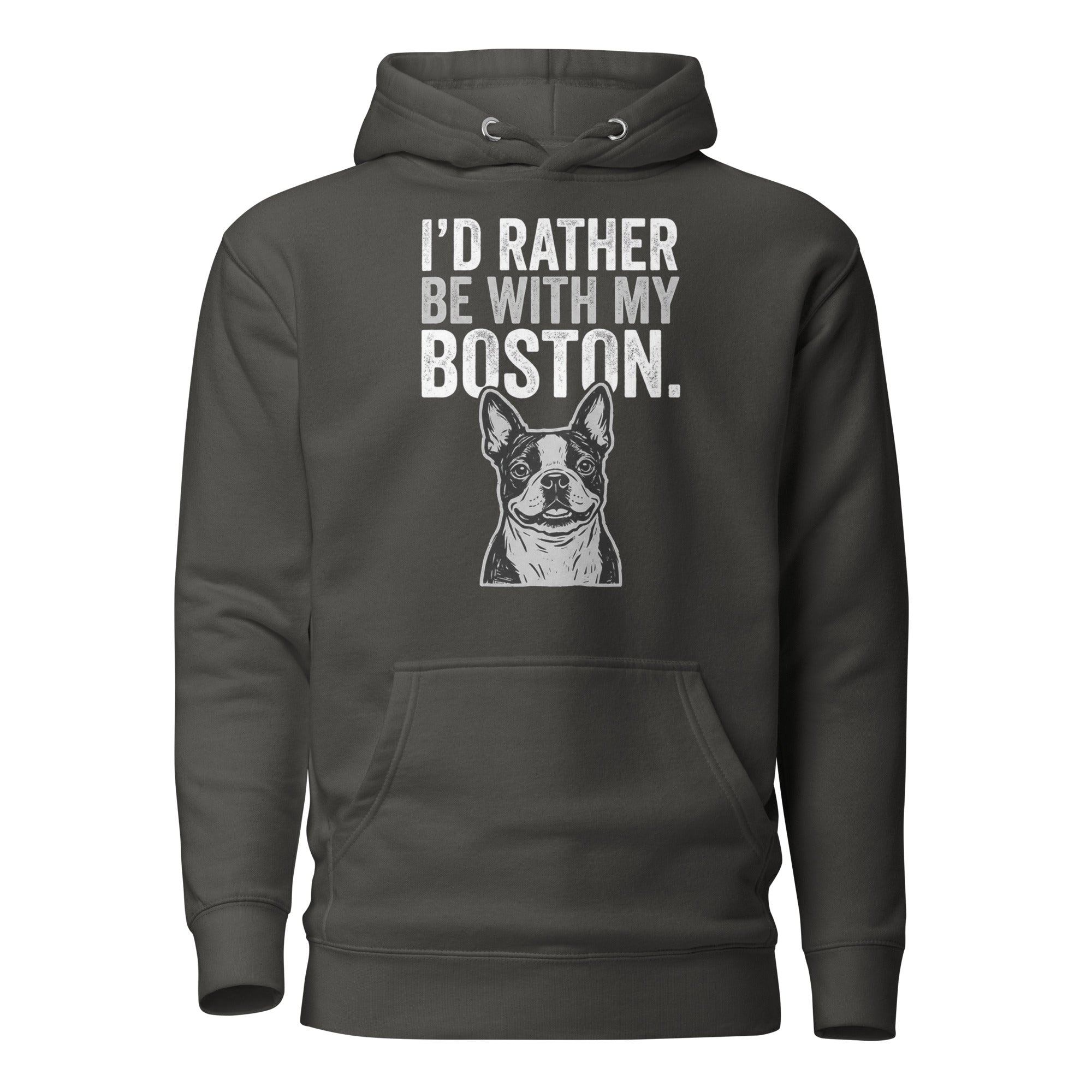 I'd Rather Be With My Boston Unisex Hoodie . Vintage Black
