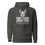 Merle Boston Terrier Dog - Don't Care About Your Pure Bred Unisex Hoodie . Vintage Black