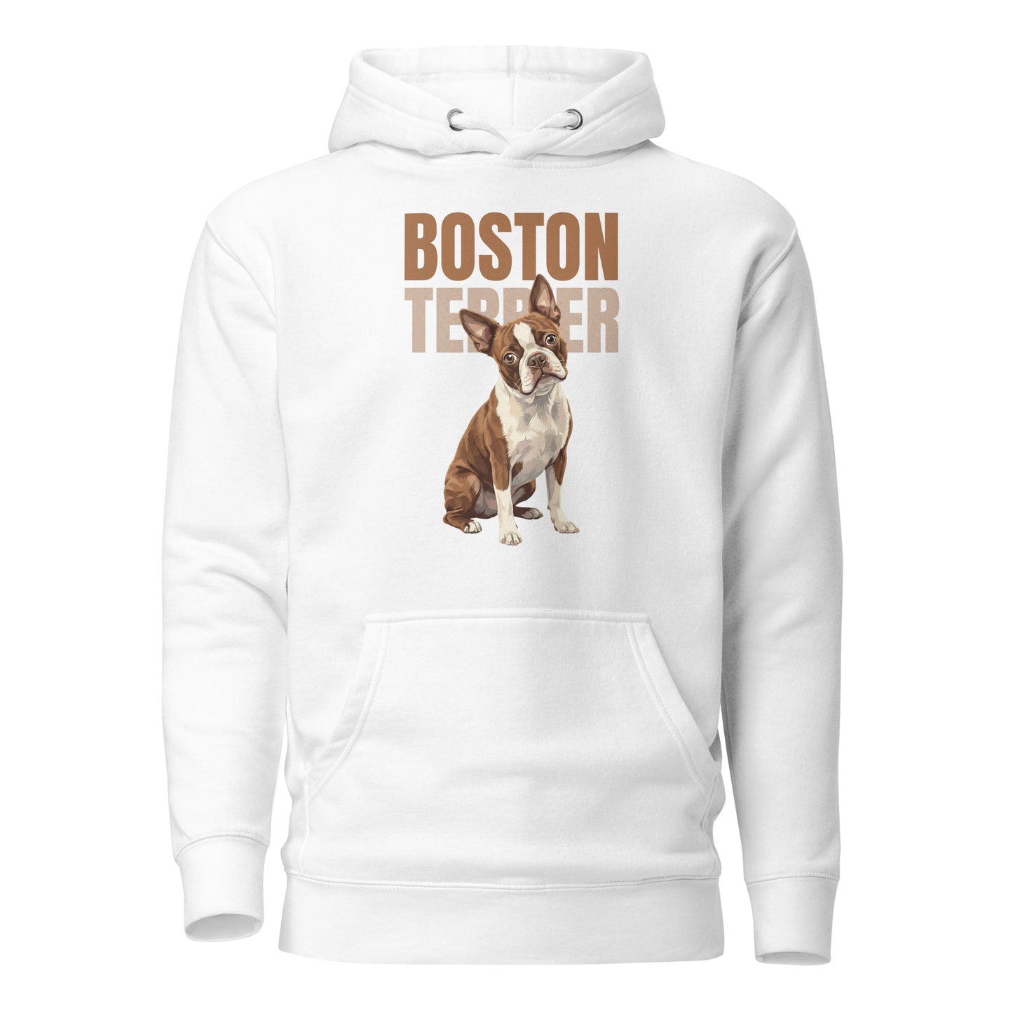 Brown Boston Terrier Dog Unisex Hoodie . White