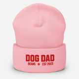 Custom Dog Dad with Dog Name Embroidered Cuffed Beanie . Baby Pink