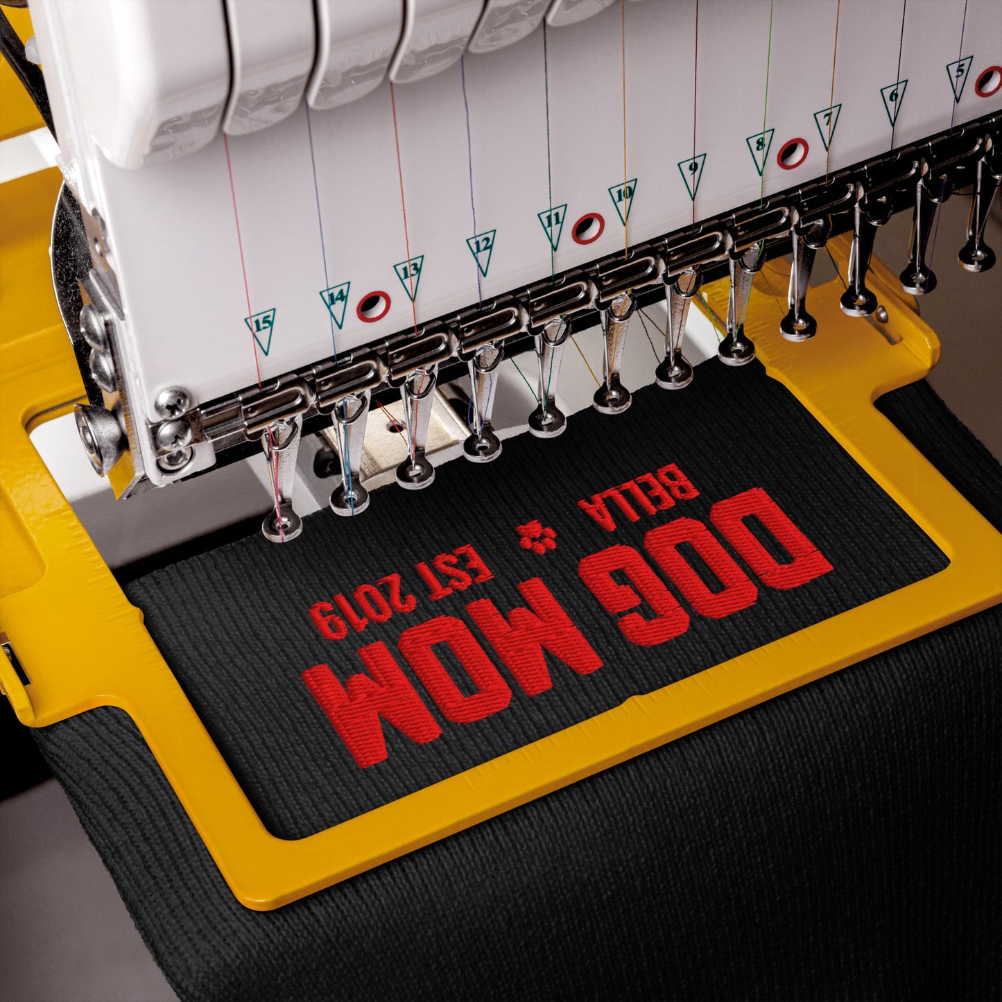 Custom Dog Mom with Dog Name Embroidered Cuffed Beanie .