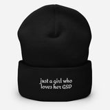 Just A Girl Who Loves Her German Shepherd GSD Cuffed Beanie . Black