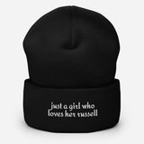 Just A Girl Who Loves Her Jack Russell Terrier Cuffed Beanie . Black