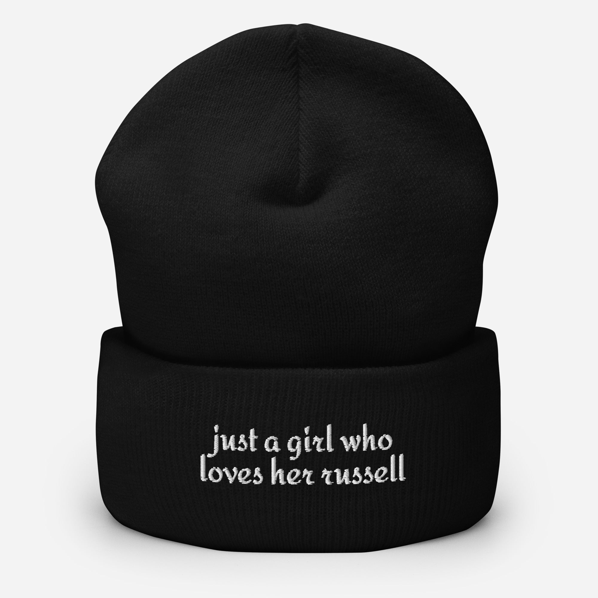 Just A Girl Who Loves Her Jack Russell Terrier Cuffed Beanie . Black
