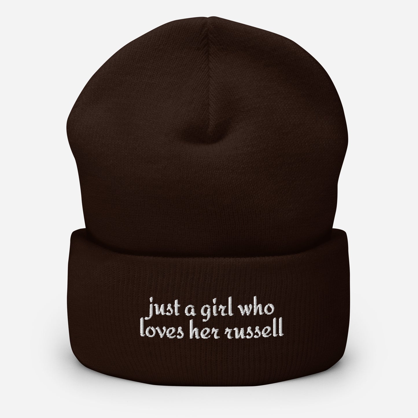 Just A Girl Who Loves Her Jack Russell Terrier Cuffed Beanie . Brown