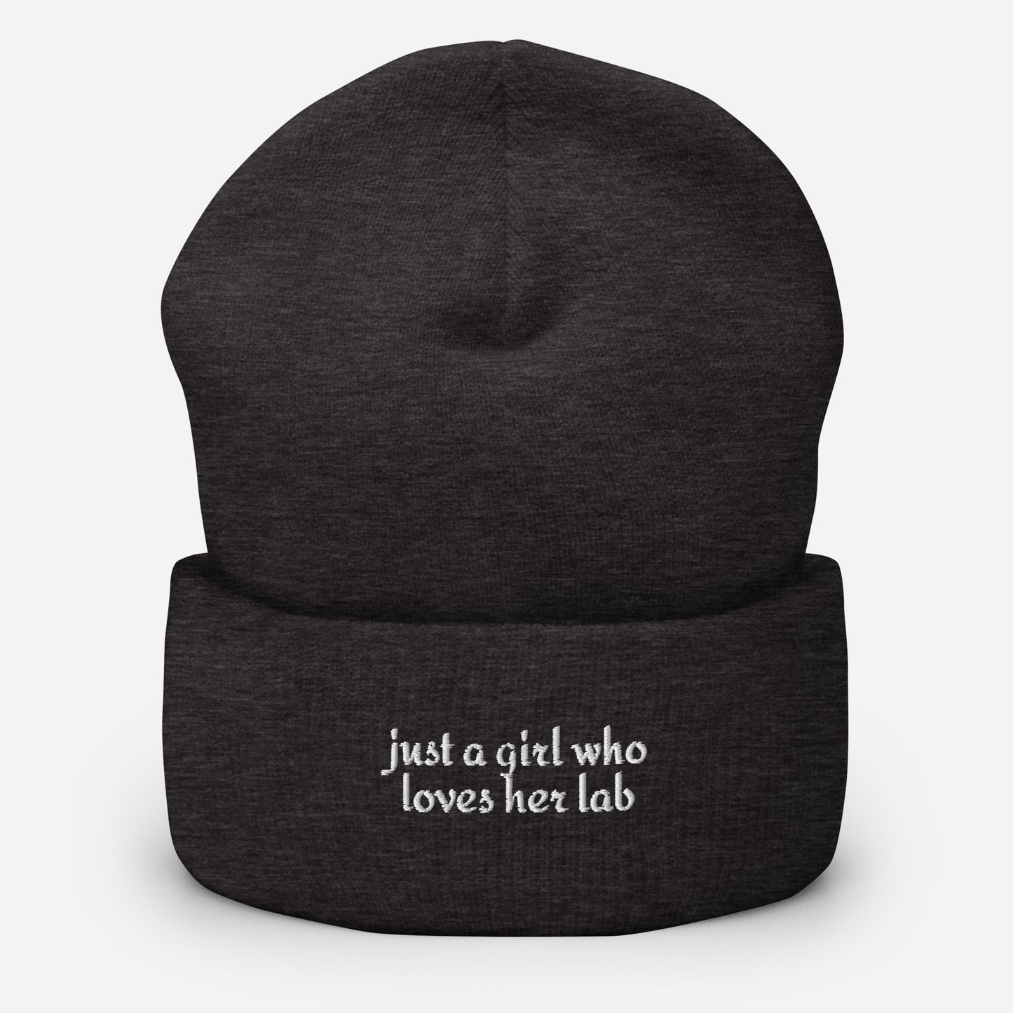 Just A Girl Who Loves Her Lab Cuffed Beanie . Dark Grey