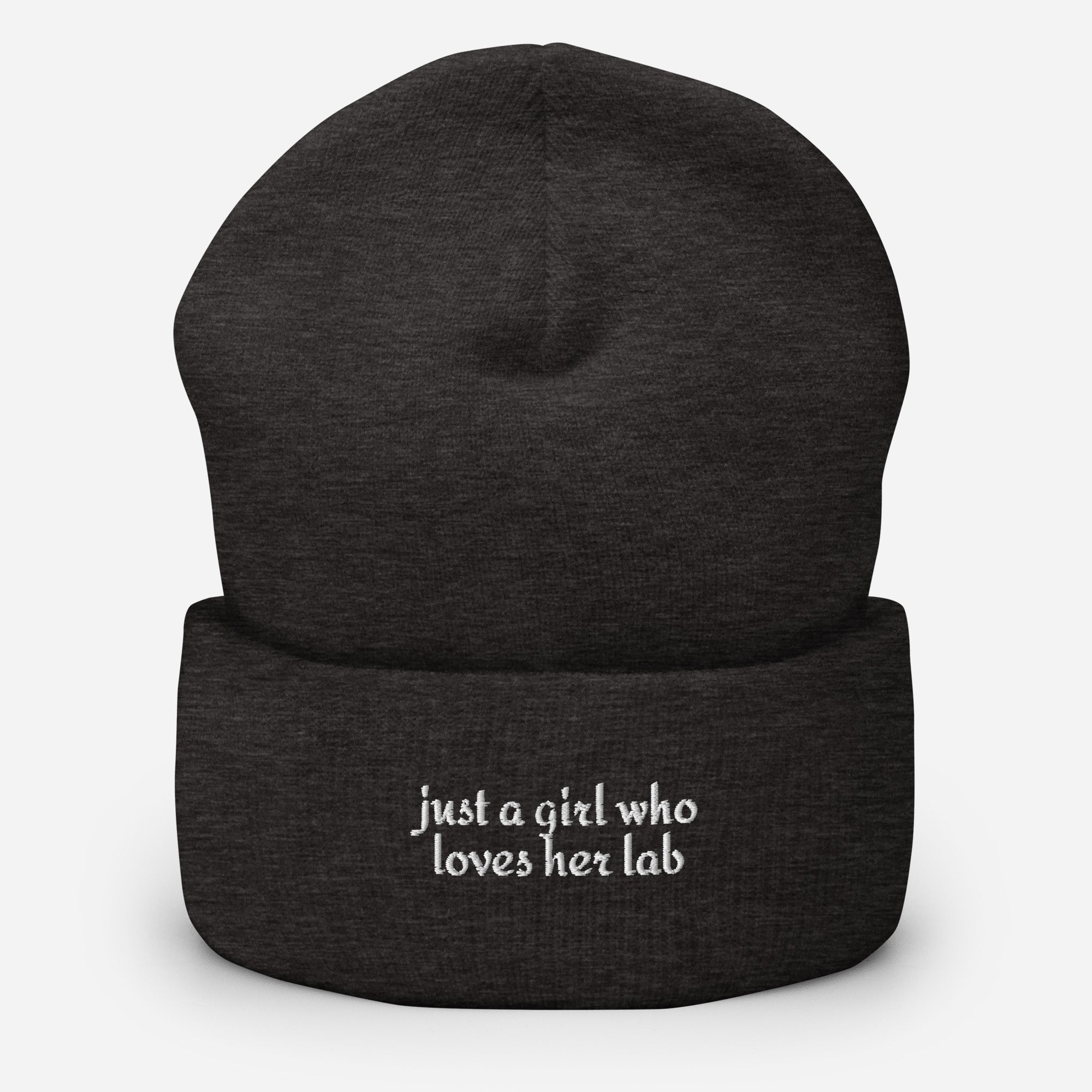 Just A Girl Who Loves Her Lab Cuffed Beanie . Dark Grey