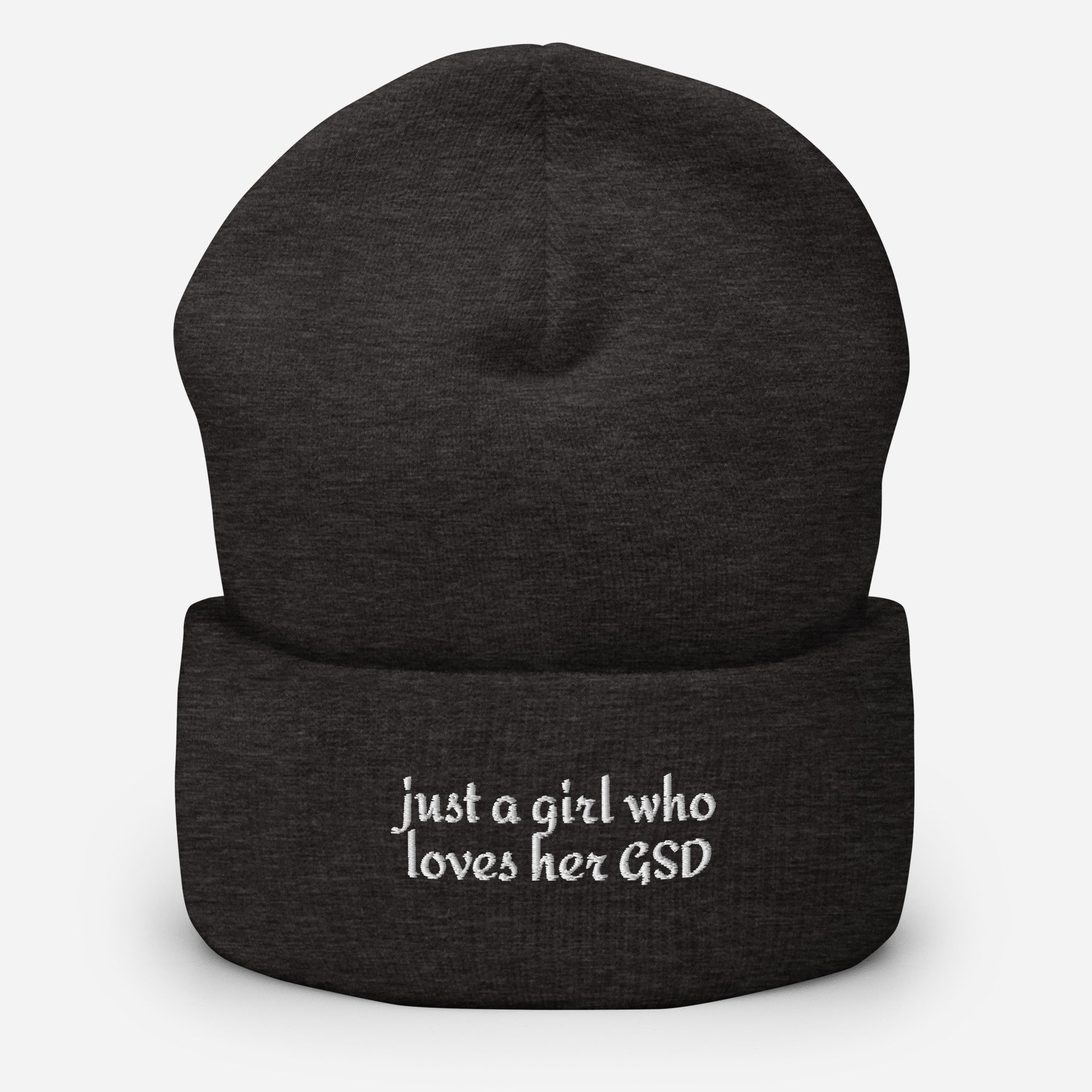 Just A Girl Who Loves Her German Shepherd GSD Cuffed Beanie . Dark Grey