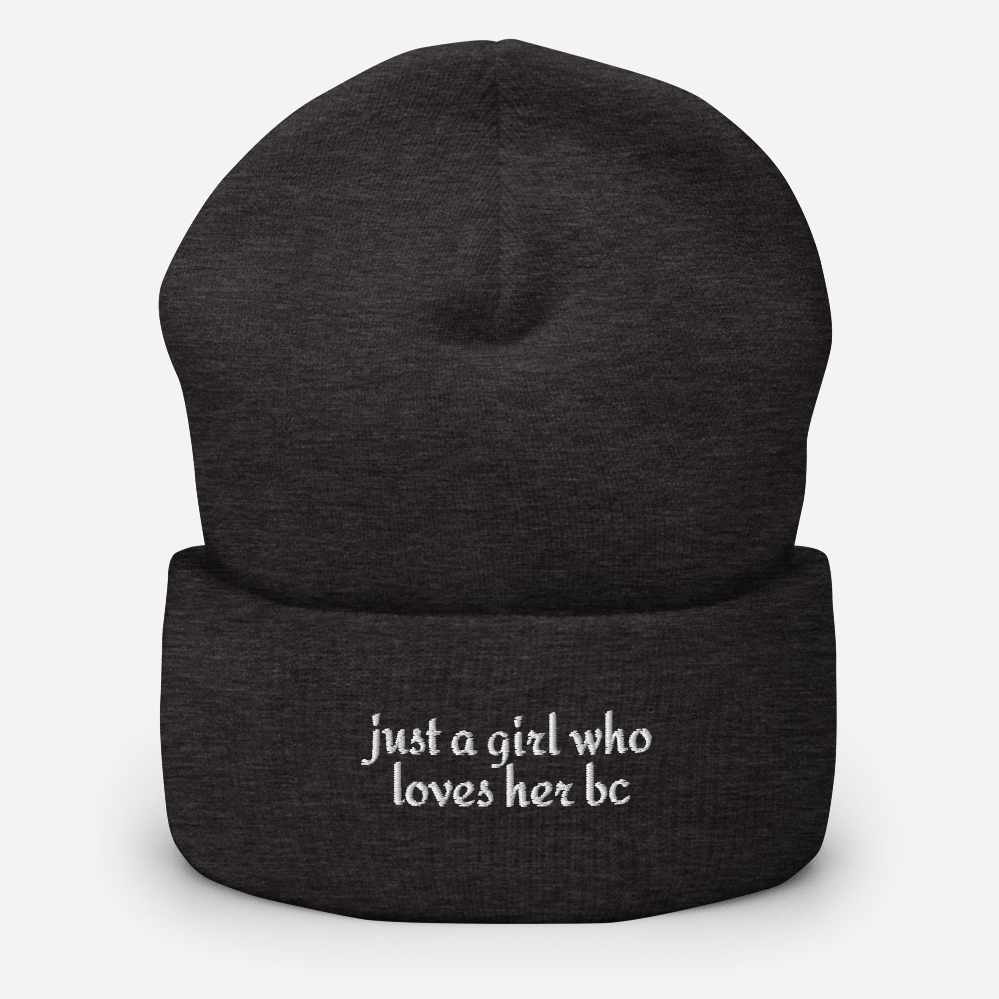 Just A Girl Who Loves Her Border Collie BC Cuffed Beanie . Dark Grey