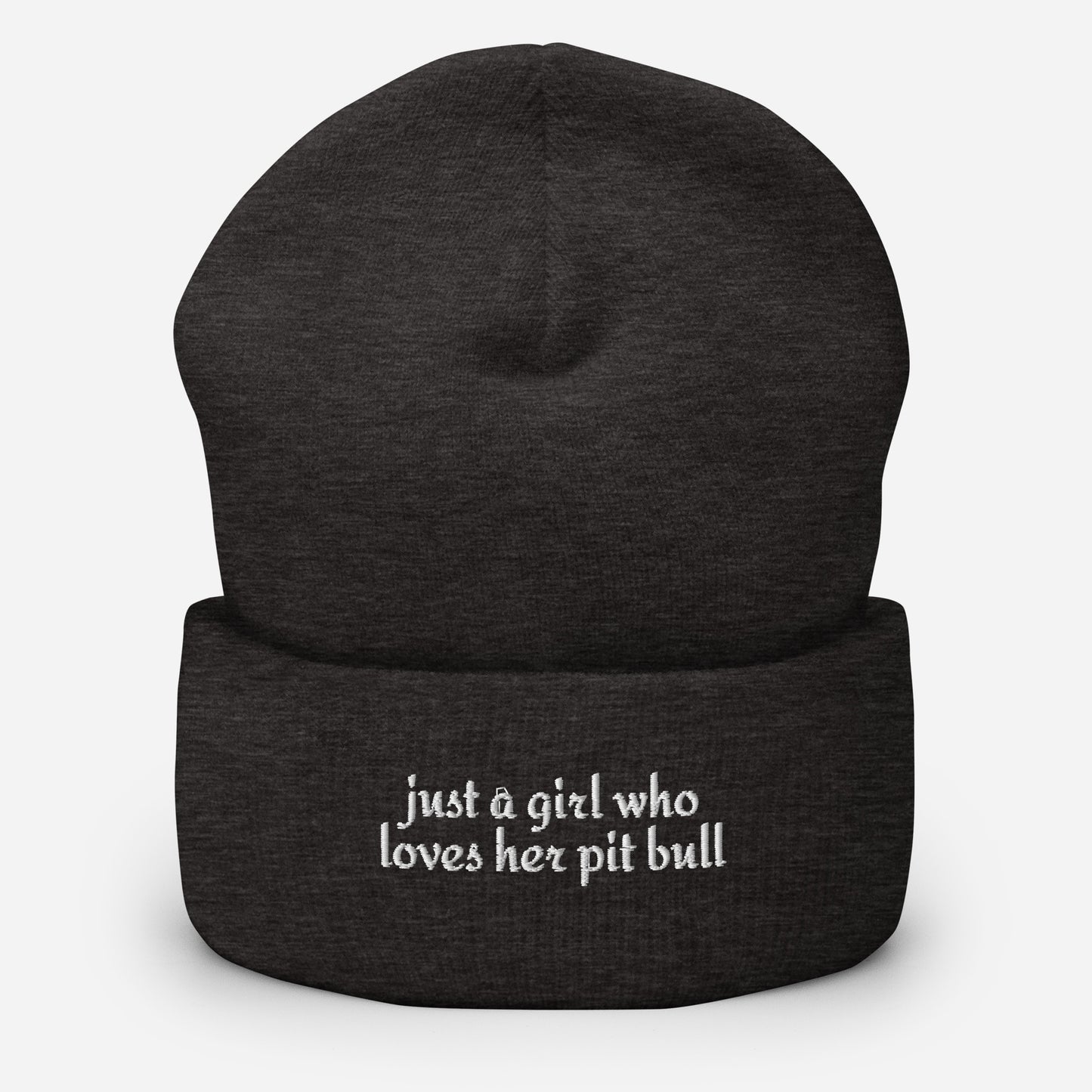 Just A Girl Who Loves Her Pit Bull Cuffed Beanie . Dark Grey