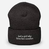Just A Girl Who Loves Her Cavalier King Charles Spaniel Cuffed Beanie . Dark Grey