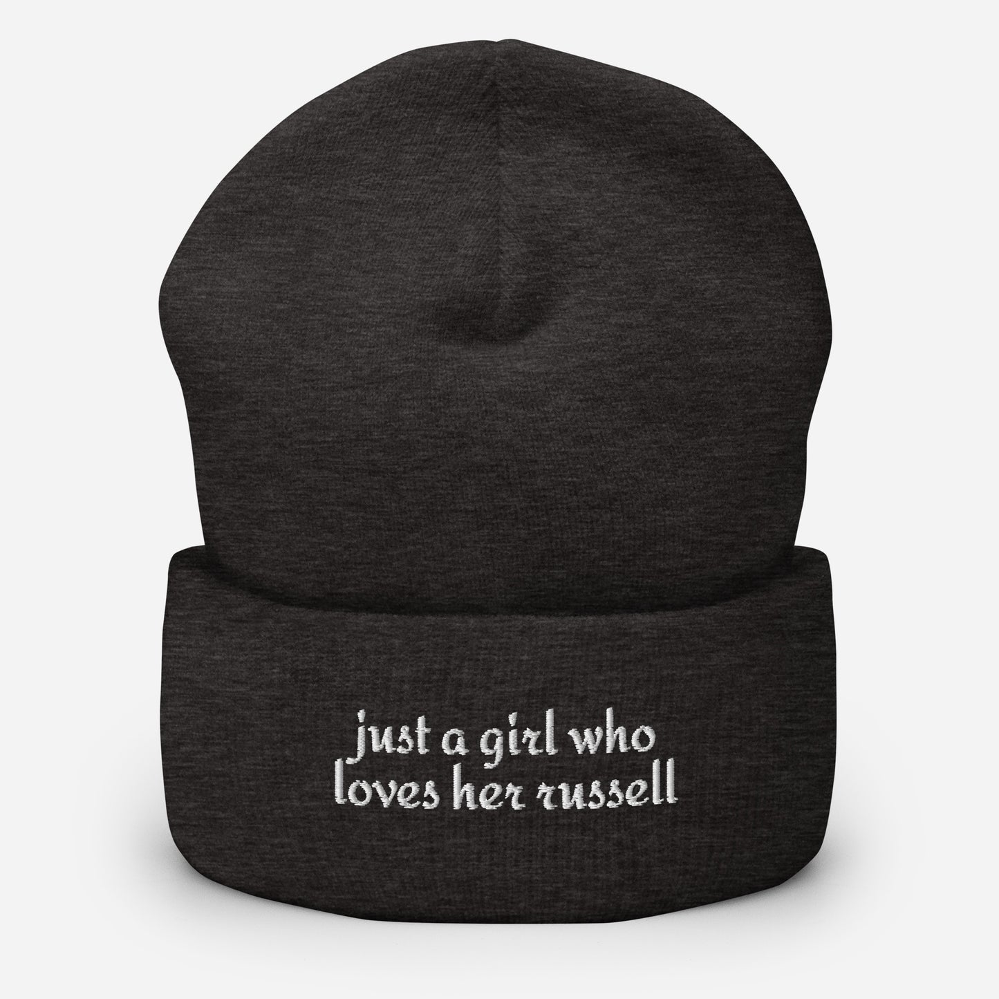 Just A Girl Who Loves Her Jack Russell Terrier Cuffed Beanie . Dark Grey