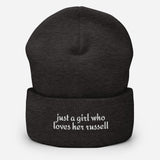 Just A Girl Who Loves Her Jack Russell Terrier Cuffed Beanie . Dark Grey