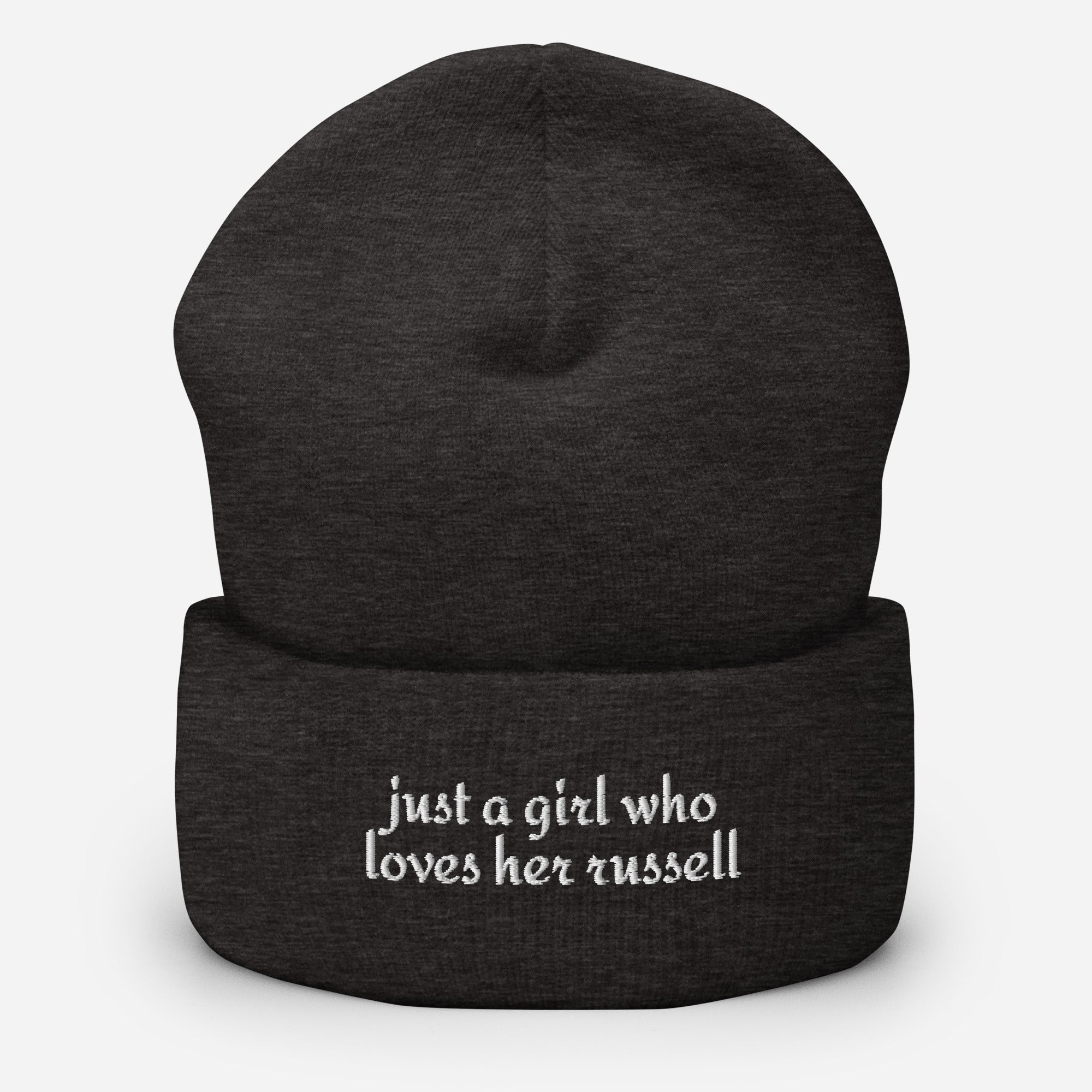 Just A Girl Who Loves Her Jack Russell Terrier Cuffed Beanie . Dark Grey