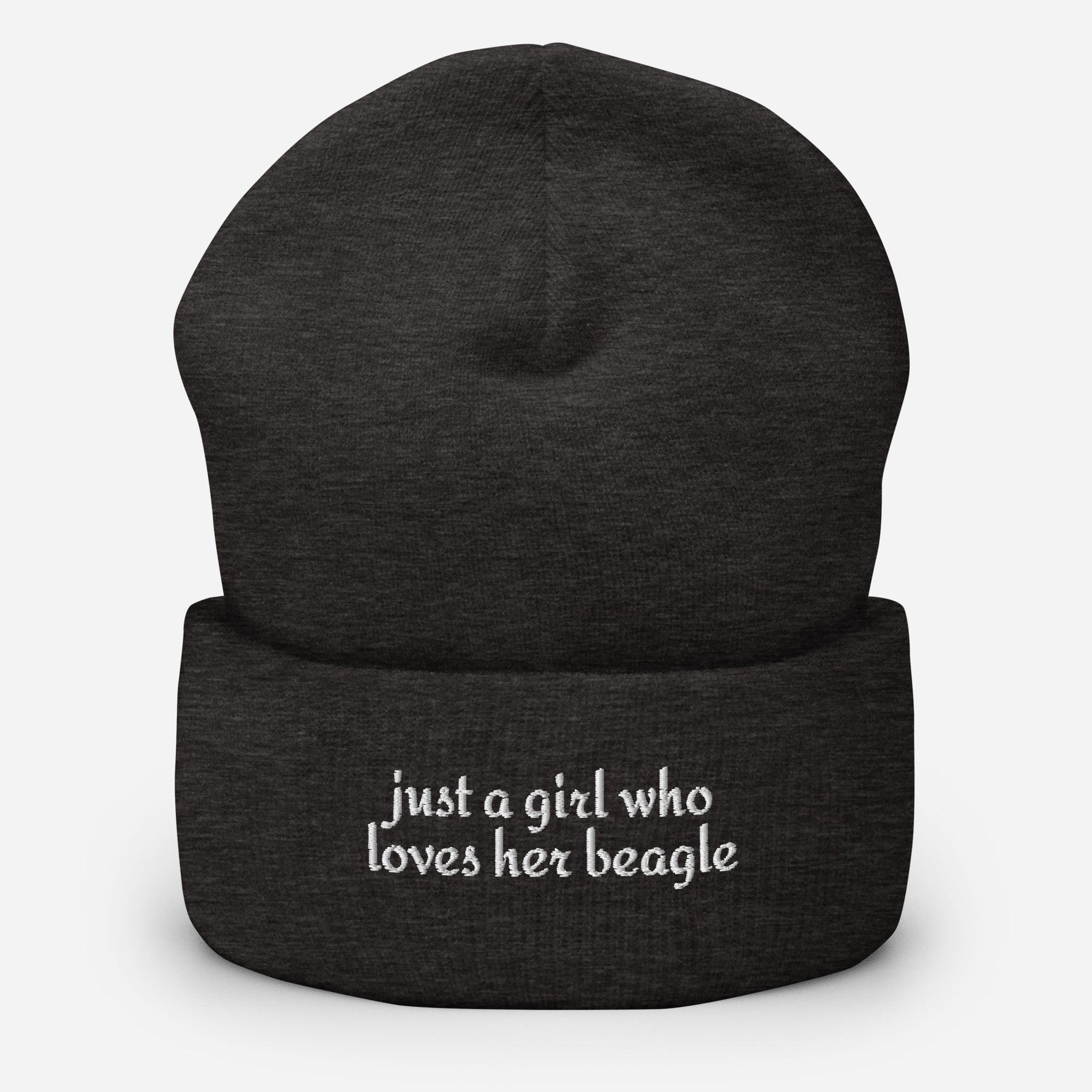 Just A Girl Who Loves Her Beagle Cuffed Beanie . Dark Grey