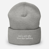 Just A Girl Who Loves Her Bulldog Cuffed Beanie . Heather Grey