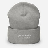 Just A Girl Who Loves Her Lab Cuffed Beanie . Heather Grey