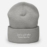 Just A Girl Who Loves Her Border Collie BC Cuffed Beanie . Heather Grey