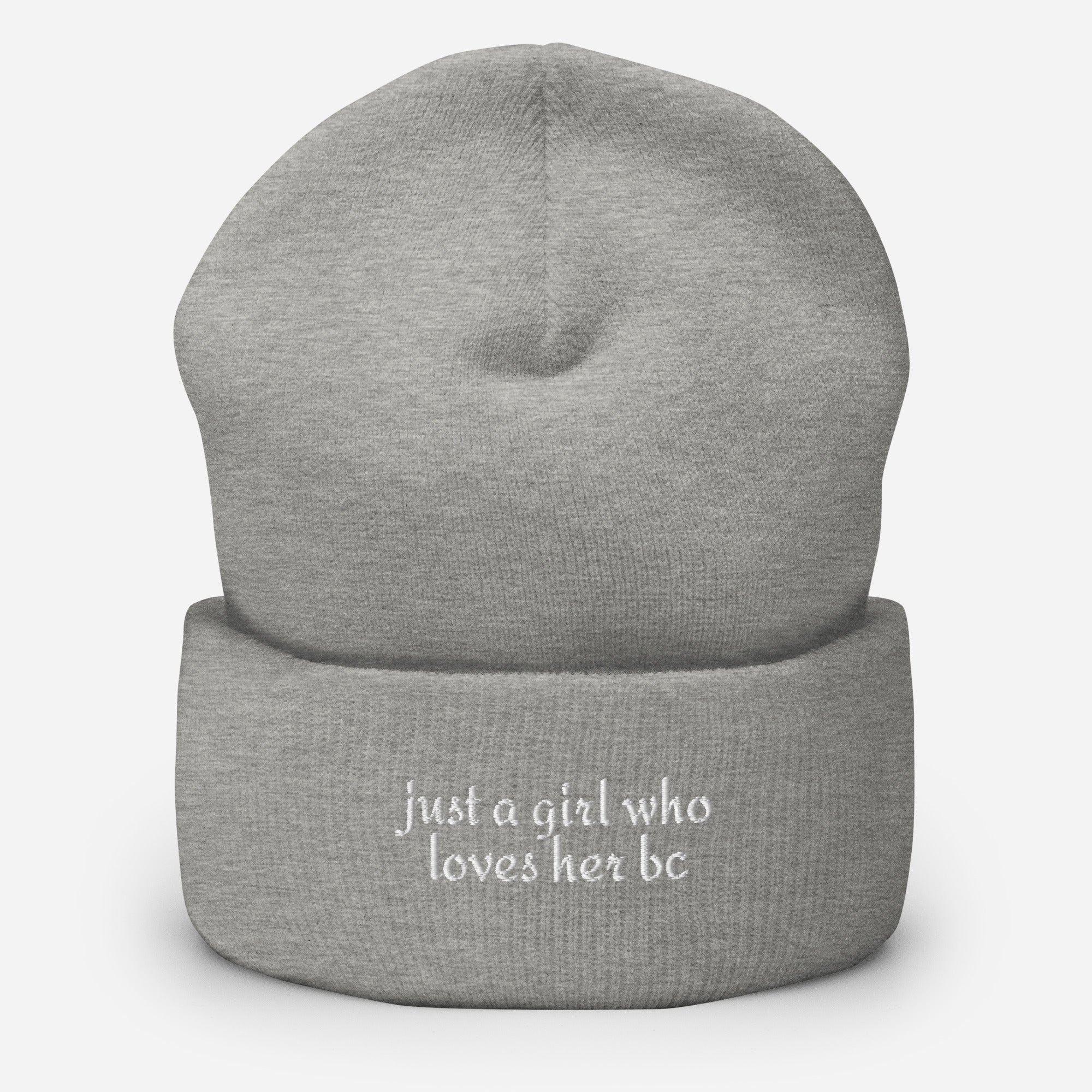 Just A Girl Who Loves Her Border Collie BC Cuffed Beanie . Heather Grey
