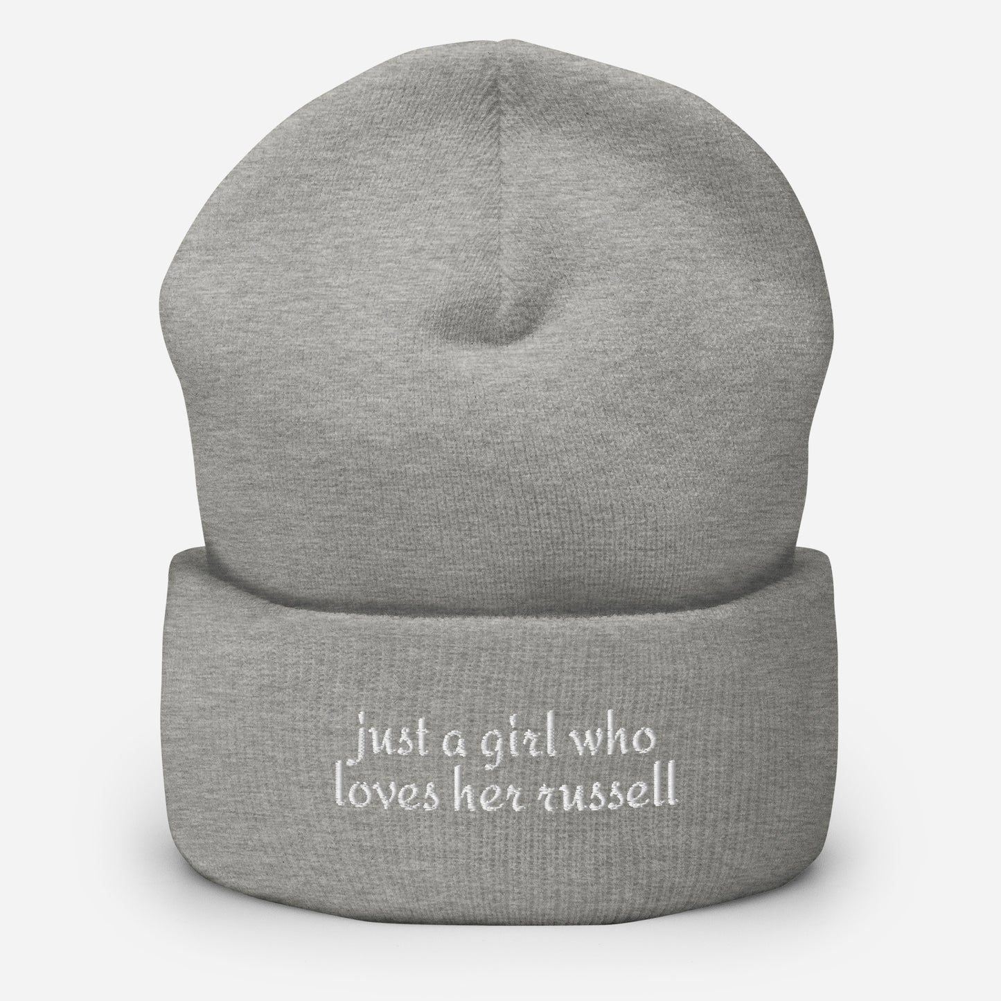 Just A Girl Who Loves Her Jack Russell Terrier Cuffed Beanie . Heather Grey