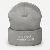 Just A Girl Who Loves Her Jack Russell Terrier Cuffed Beanie . Heather Grey