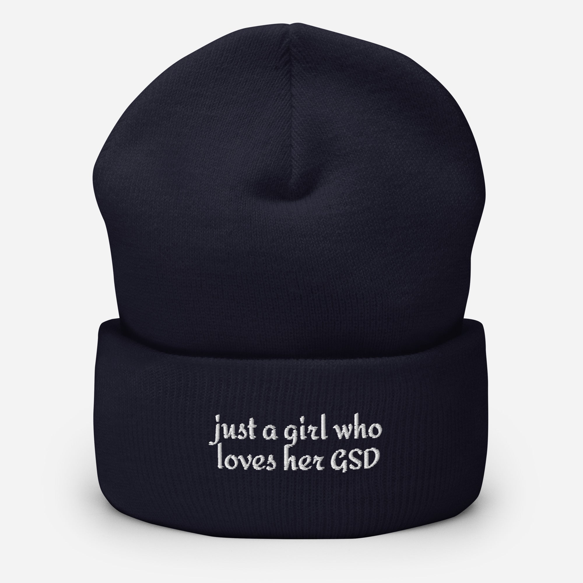Just A Girl Who Loves Her German Shepherd GSD Cuffed Beanie . Navy