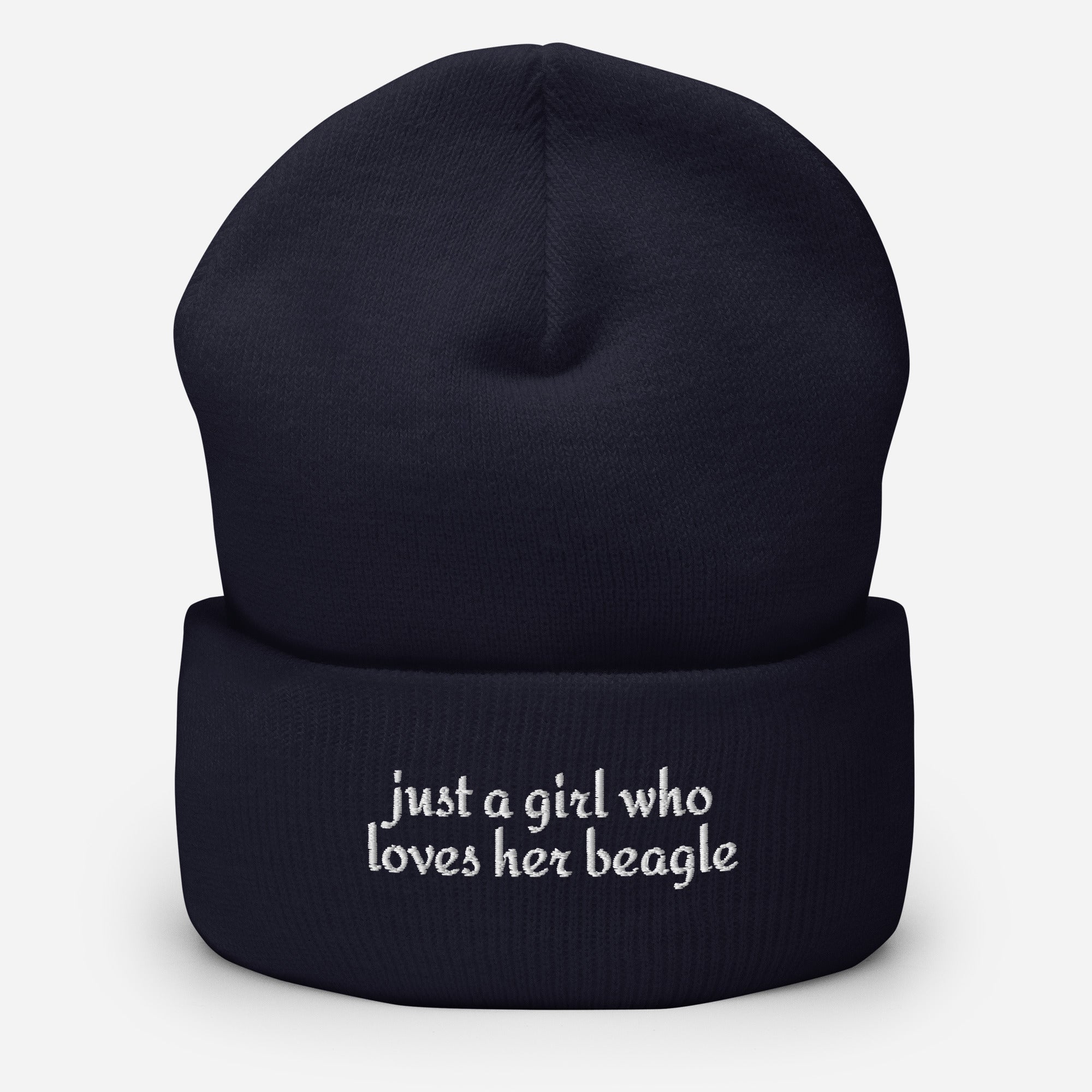 Just A Girl Who Loves Her Beagle Cuffed Beanie . Navy