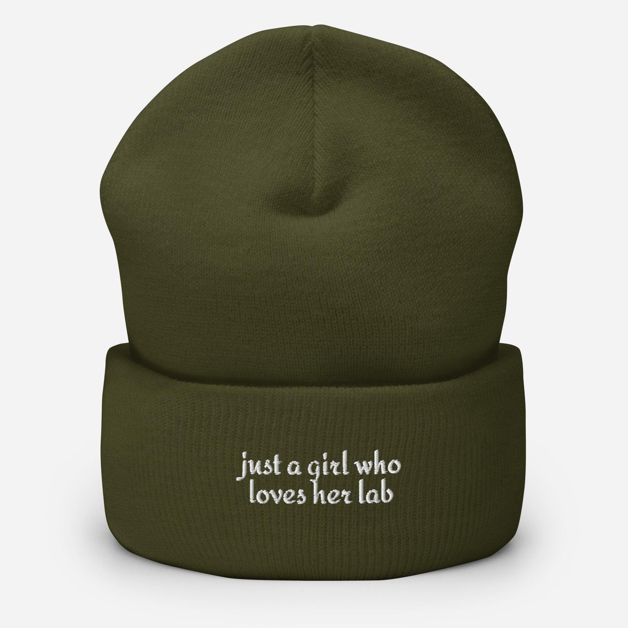 Just A Girl Who Loves Her Lab Cuffed Beanie . Olive